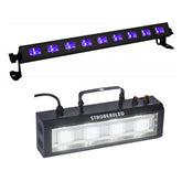 Thor LED Strobe 80 & UV LED Blacklight Flood Bar Halloween Party Lighting Bundle
